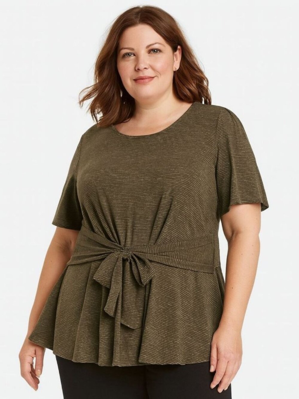 J Jill | Pure Jill Womens Top Linen Modal Blend Stripe Tie Front Petite Size LP